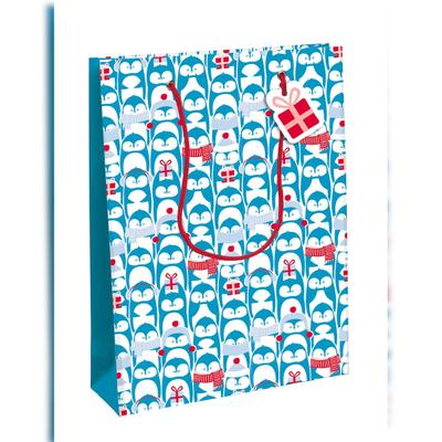 Clairefontaine 6x Geschenktasche L, Pinguine, 26,5x14x33 cm - Blau X-30915-2C