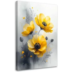 WANDBILD, Gelbe botanische Blumen Natur