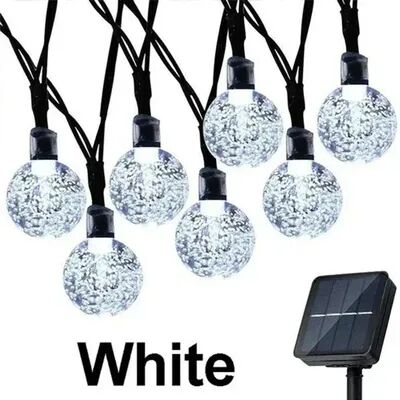 Quick Pick Pro Solar String Lights Outdoor Crystal Fairy Lights With Lighting Modes For Garden Patio Decor white 50led(9.5m)