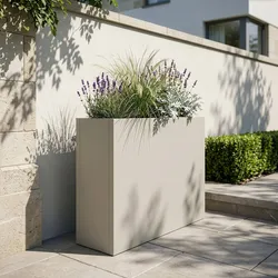 Pflanzkübel Vaargel 82x90x30 cm verzinkter Stahl Knoblauchbeige [casa.pro]