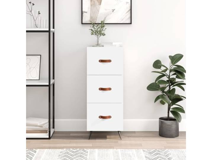 HEFZGDB Modernes Sideboard mit Metallbeinen in Weiß aus Holzwerkstoff – Zeitloses Sideboard für Zuhause mit 3 Schubladen für optimalen Stauraum