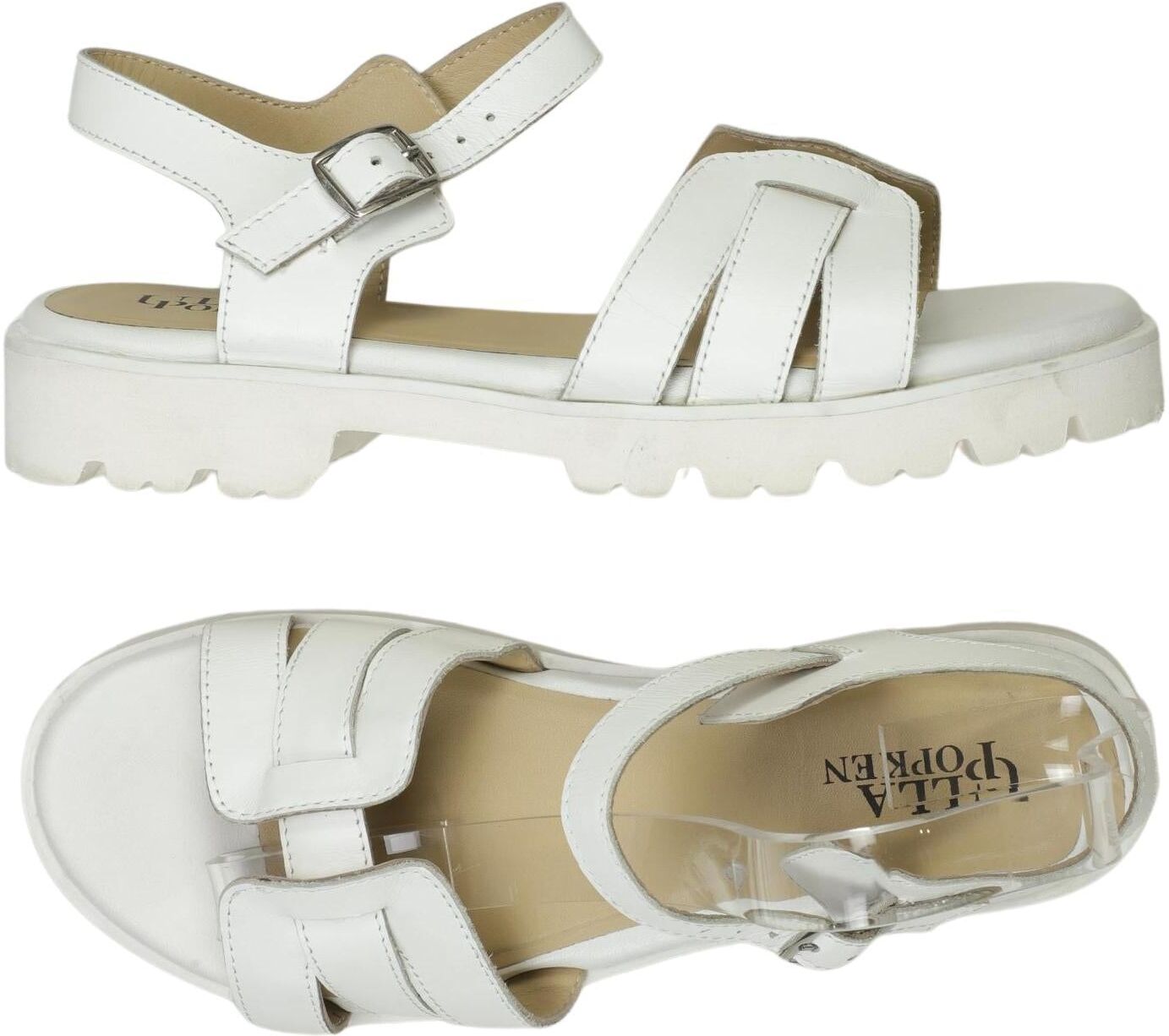Ulla Popken Damen Sandalen, Weiß, Gr. EU 39, kein / Etikett - Second Hand