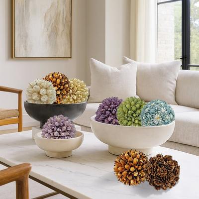 Bergamo Art Handmade Preserved Topiary Balls – Set of 9 Decorative Floral Orbs - 4 inch