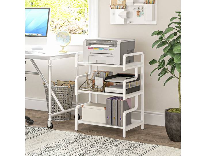 HOMCOM Étagère Métal 3 Niveaux Design Industriel Blanc