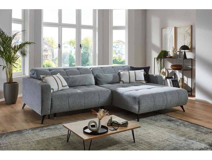 Ecksofa mit Motor & XXXL- Sitzvorzug Stoff