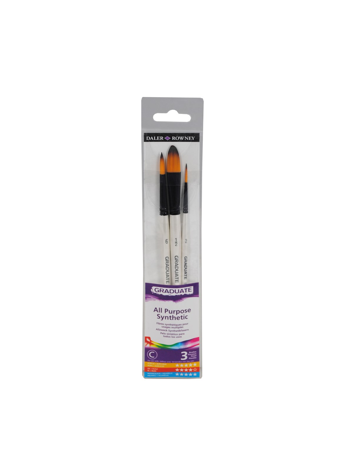 Daler-Rowney Graduate Synthetic Watercolour Brush Set 3 pcs