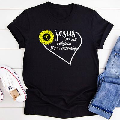 Jesus Is Not Religion T Shirt Black Heather 3XL