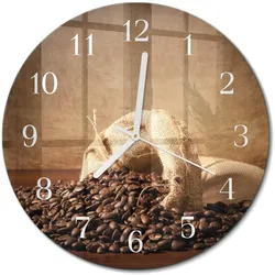 WANDUHR aus Glas Ø30 cm - Kaffee