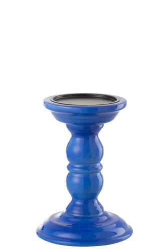 J-Line Kandelaar Halter van Blauw Mangohout voor Taperkaarsen