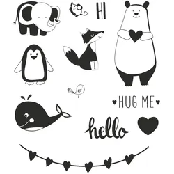 3x Heyda, Stempel, KNORR Stempelmotiv Clear Stamp 211883401 Animal Kids 12-teilig