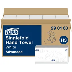 Tork | Zickzack-Handtücher weich Advanced 290163 | H3 · weiß · 2-lagig | Karton | 15 Bündel à 250 Tücher (24,8 × 23 cm) | weiß