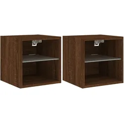 Helloshop26 - Multimedia-Wand-TV-Möbel TV-Regal TV-Ständer Esszimmer Wohnzimmer Schlafzimmer LED-Beleuchtung 2-teilig Eiche 30 x 02_0029157