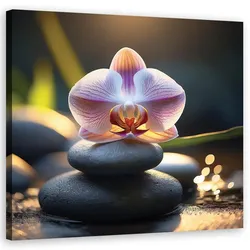 WANDBILD orientalische steine und blumen