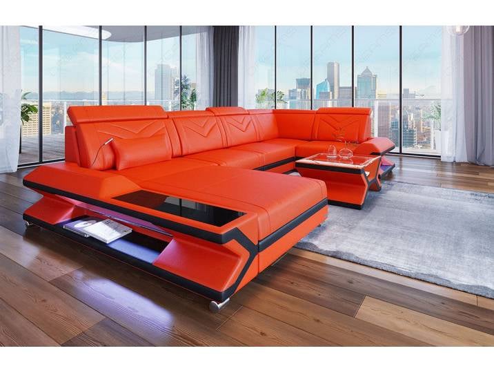 Designsofa Napoli Eleganz Pur U-Form aus Leder