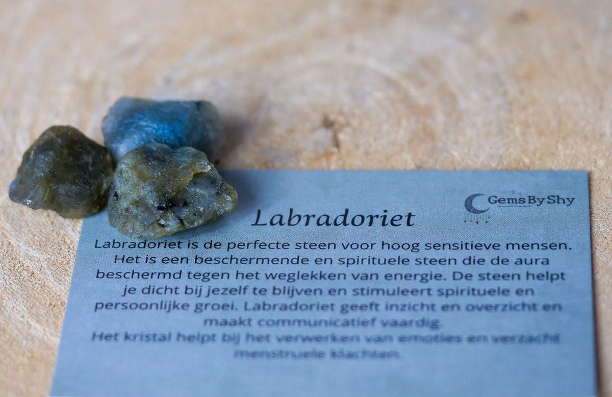 GemsByShy Labradoriet ruwe edelstenen - Set van 3 stuks - Natuurlijke labradoriet voor rust en bescherming