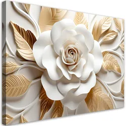 LEINWANDBILD AI Weißes Gold Blume 3D 60x40cm