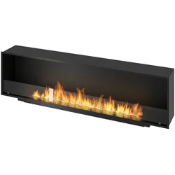 Sololed -  Inside Black 2000 Einbau-Bioethanol-Kamin - Mattschwarz, mit Glas, 6-Liter-Brenner, modernes Design