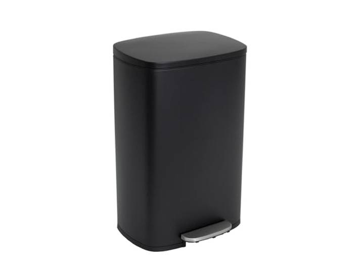 KITCHEN MOVE Poubelle de cuisine à pédale 50L Design ADMIRAL Noir mat en acier Inox avec seau et fermeture douce