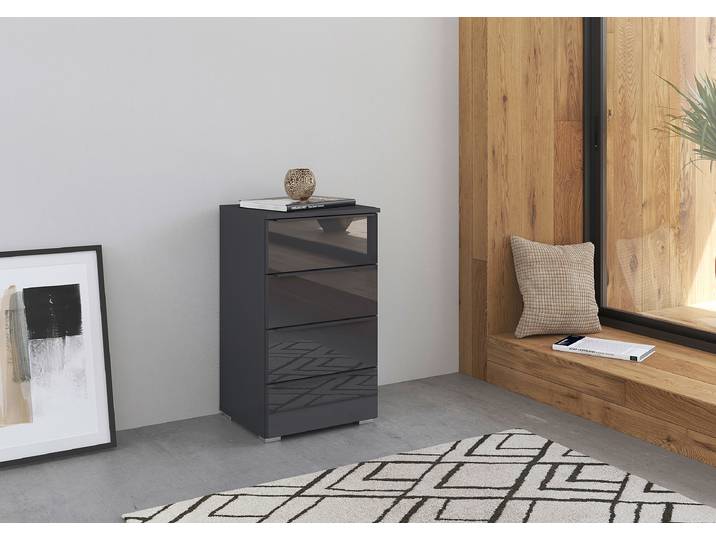 Commode en verre 40cm Gris/Gris métallisé