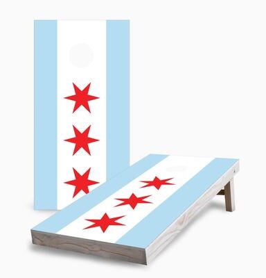 Skip's Garage Chicago City Flag Corn Hole Board Set