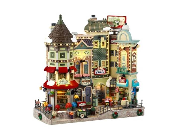 LEMAX LED verlicht gebouw Jingle Bell Bazaar in hars H26 x 27 x 14 cm