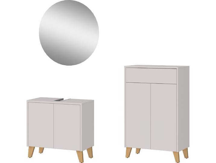 Badmöbel-Set GERMANIA GW-Arnea , beige (kaschmir), Holzwerkstoff, Kastenmöbel-Sets, Badmöbel-Set