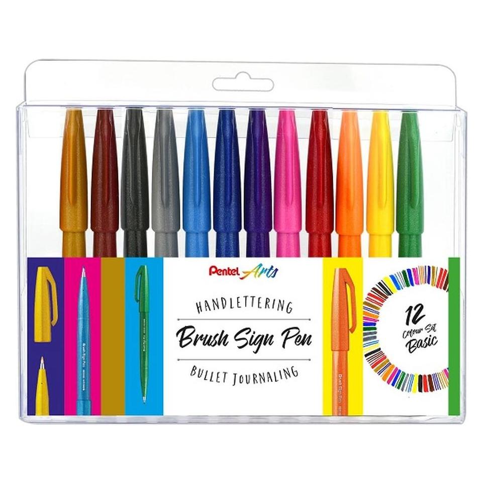 Pentel 12 SES15-12 Brush-Pen-Set farbsortiert (12x) (SES15-12)