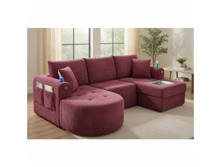 Xylo Canapé angle L cloud couch montage facile becherhalter inox tissu lin résistant