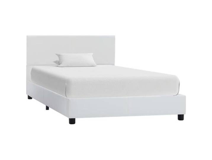 Buy-8210Chic90 x 200 cm Cadre de lit Simple Lit Adulte-Lit d'Enfant scandinave Sommier à Lattes Blanc Similicuir