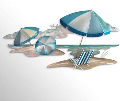 T.i./New Metal Design Beach Life Wall Art Silver/Blue , Silver/Blue
