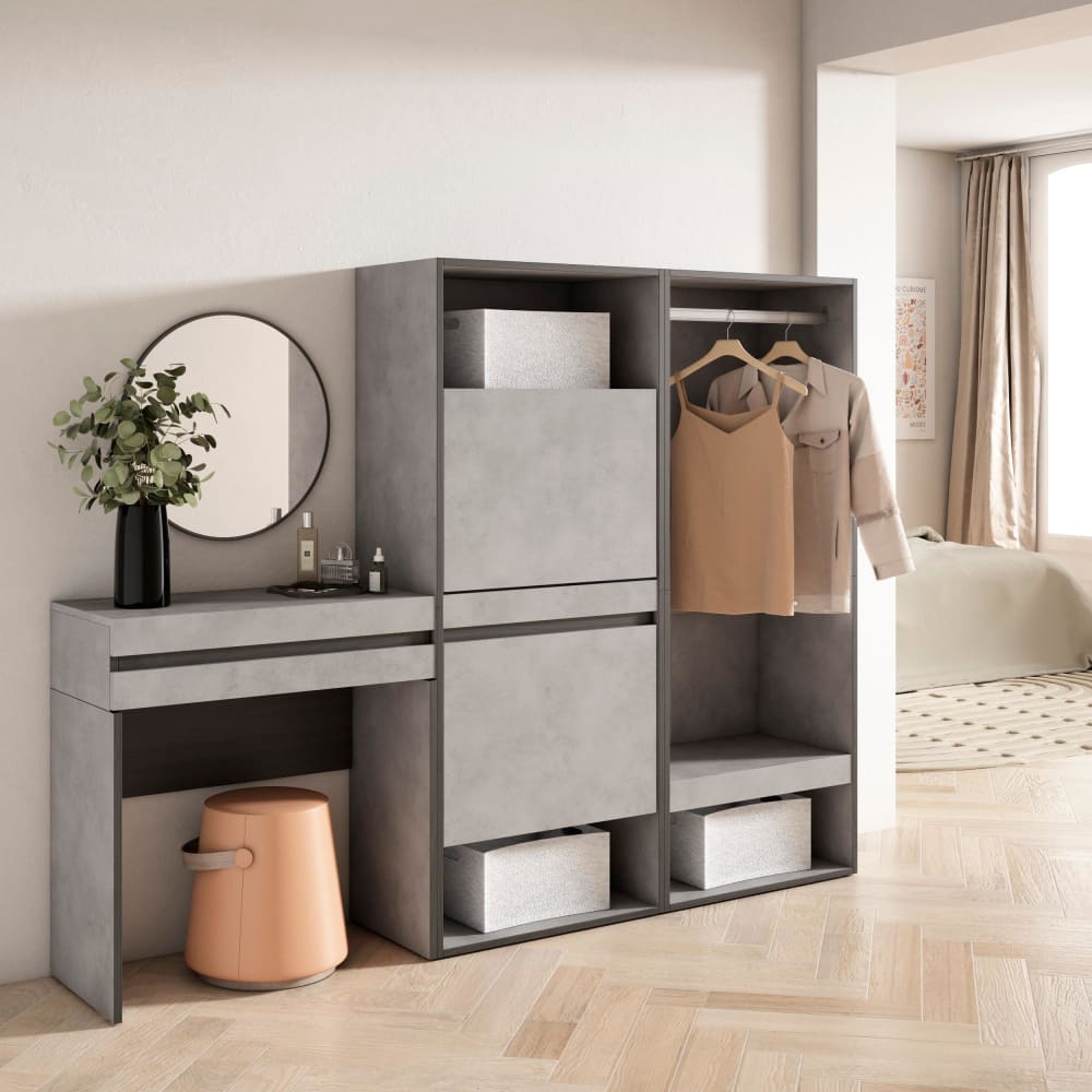 Skraut home Table console d´entrée effet bois ciment 190x35x145cm Gris 190x145x35cm