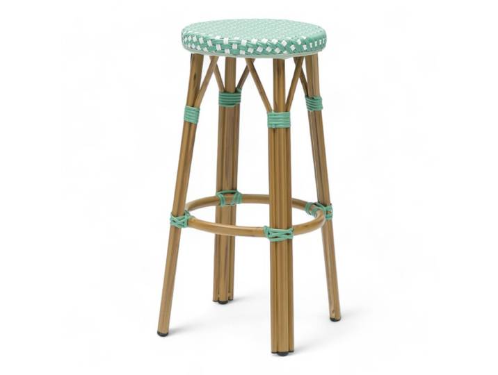 Tabouret de bar RIVOLI - Vert clair et Blanc