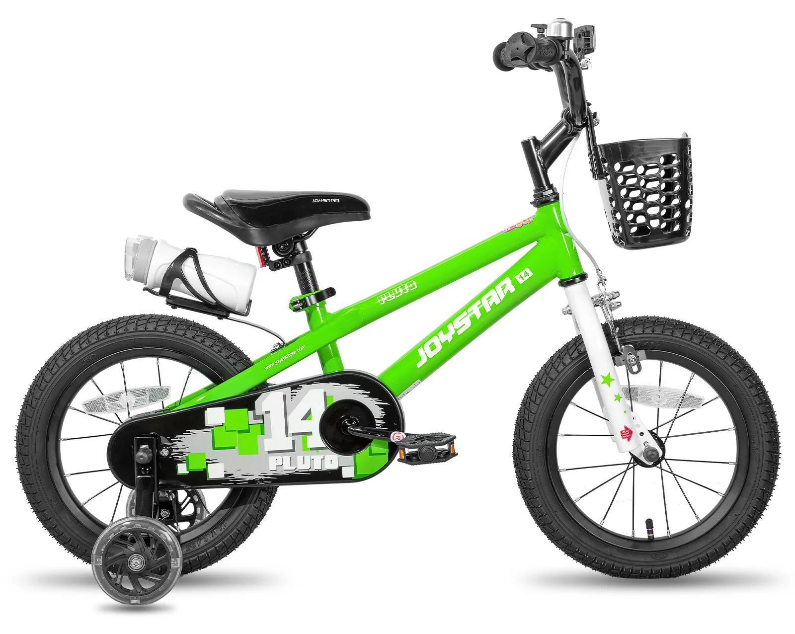 Kinderfahrrad 40 cm - Bike für Jungen und Mädchen 3-12 Jahre - Mit Leuchtenden Stützrädern - Stahlrahmen - Hintere Trommelbremse - Grün