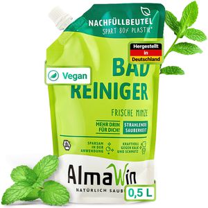 AlmaWin Badreiniger frischer Pfefferminzduft, Nachfüller aus Zitronen- & Milchsäure vegan 500ml