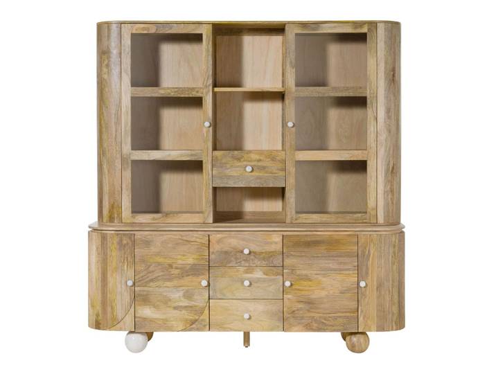 Buffet Mango 204x50x210 natur lackiert / Marmor weiß FLORENZ #125