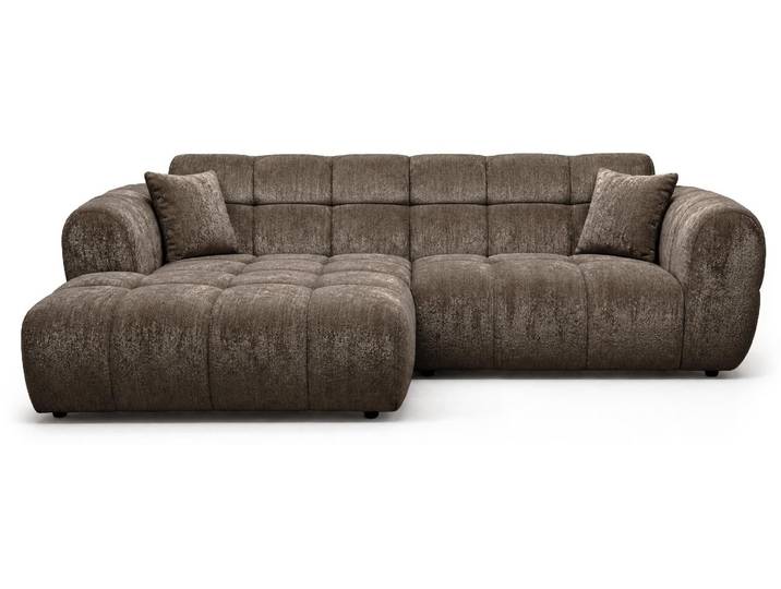 Best Mobilier Mini Ray - Canapé d'angle gauche 4 places en tissu texturé \, Marron
