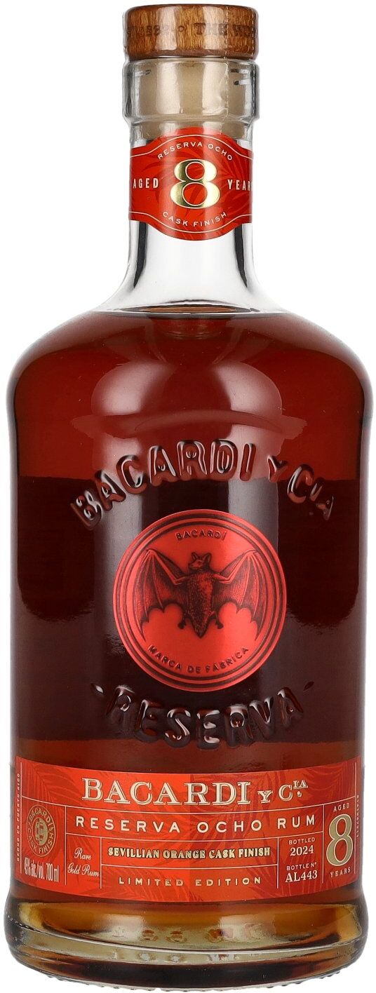 Bacardi 8 Años RESERVA OCHO Sevillian Orange Cask Finish Rum 45% Vol. 0,7l