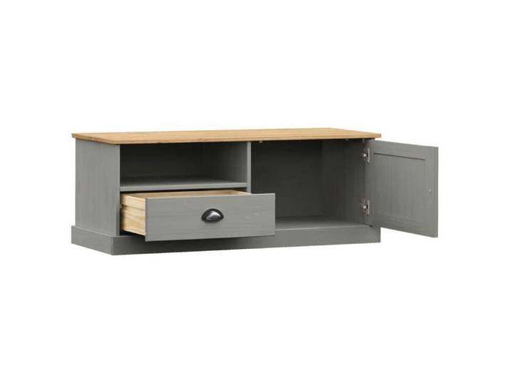 Cabinet TV - Gris - Meuble TV pour Télévision - 1 PC - VIGO gris 106x40x40 cm bois massif de pin T399