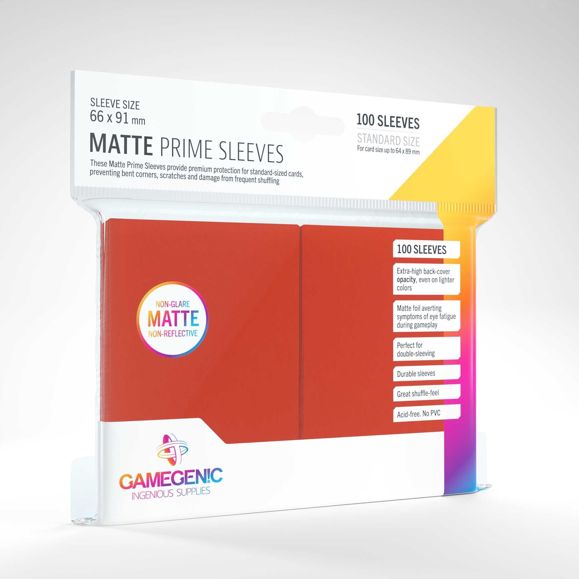 Gamegenic Matte Prime Sleeves Red (100) - Card Game Accessories for Card Protection, 100 Sleeves, Red, Gamegenic