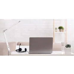 Tischleuchte Klemmlampe Schreibtischleuchte verstellbar LED Sensordimmer silber