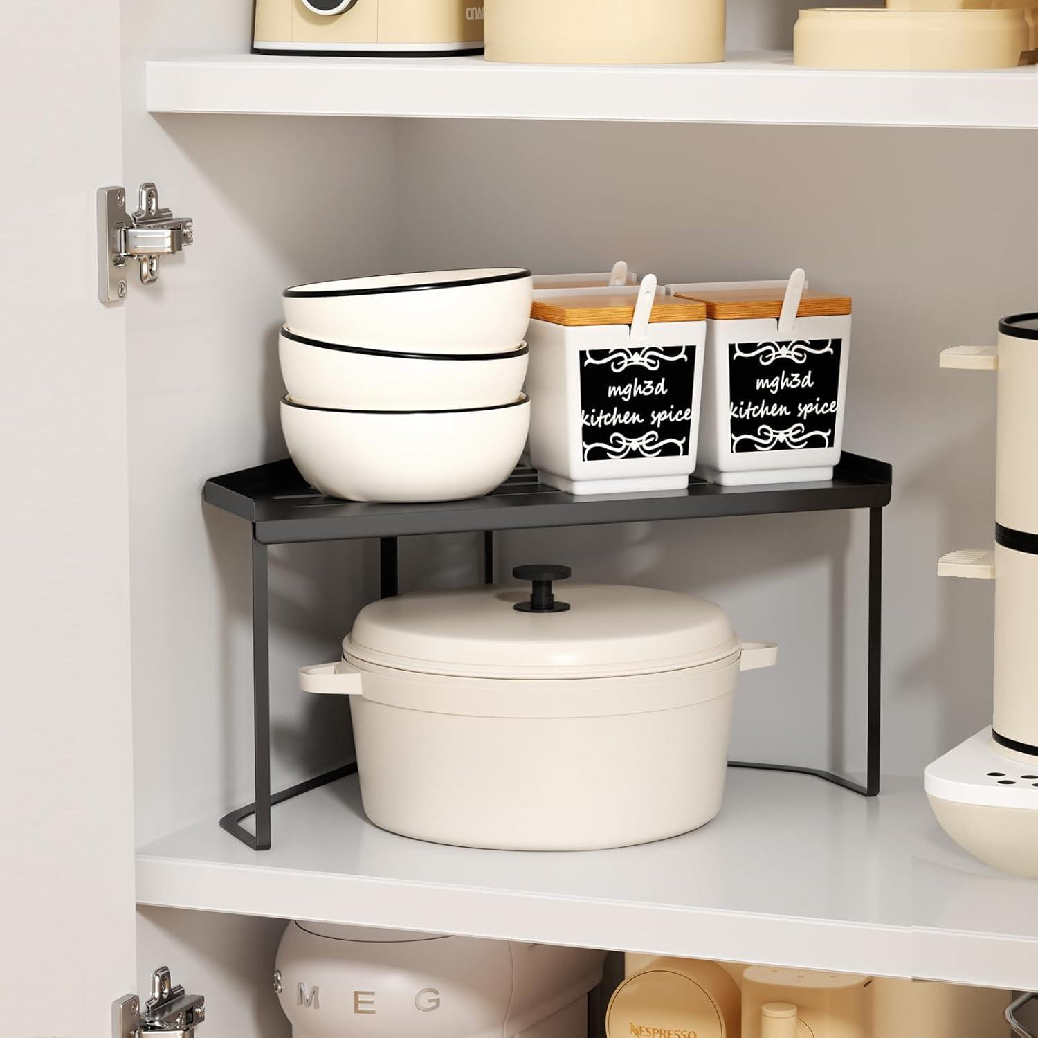 Stapelbare metalen hoekplank keuken organizer met antislip mat voor keuken en badkamer