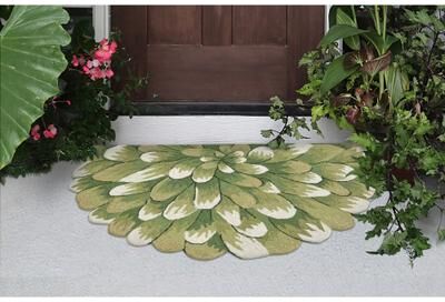 "Lush Decor Frontporch Mum Indoor/Outdoor Rug Green 24""X36"" 1/2 RD - 24""X36"" 1/2 RD"