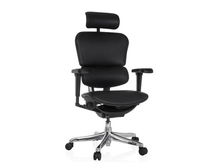 Mid.you Drehstuhl, Schwarz, Kunststoff, Echtleder, Rindleder, Drehkreuz, 65x114-132x60 cm, abwischbar, ergonomische Rückenlehne, Büromöbel, Bürostühle, Drehstühle