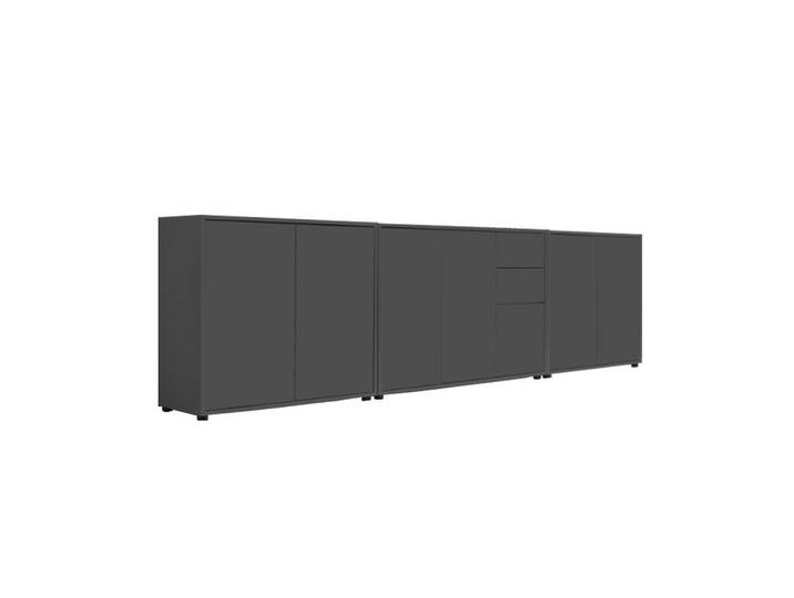 Mid.you Sideboard, Anthrazit, 7 Fächer, 2 Schublade(n) Schubladen, 263.5x73x33 cm, Made in Germany, erweiterbar, stehend, in verschiedenen Größen erhältlich, Wohnzimmer, Kommoden & Sideboards, Sideboards
