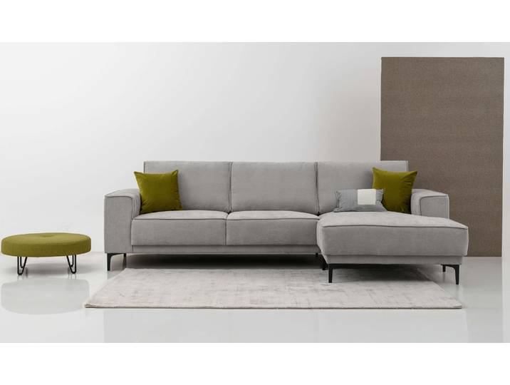 Ecksofa OTTO HOME OLAND Struktur fein L-Form, B: 280 cm, Skandi-Design , grau (light grau), B:280cm H:85cm T:152cm, 100% Polyester, Sofas, Ecksofa, L-Form, 280 cm, Wellenunterfederung, Skandi-Design, Metallfüße