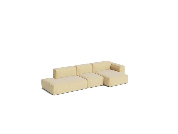 HAY Mags Soft Low Armrest Sofa 2,5-Sitzer Kombination 3 Tartaglia Ocre white, rechtsbündig, abnehmbarer Bezug