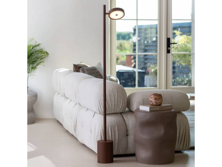 Good & Mojo Stehlampe Okinawa, dimmbar, braun / rost, für Wohn- / Esszimmer, Holz, Modern