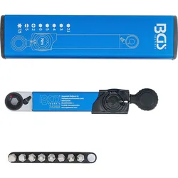 BGS Drehmomentschlüssel Abtrieb Innensechskant 6,3 mm (1/4") 2 - 10 Nm mit Bit-Satz 9tlg. - 74295