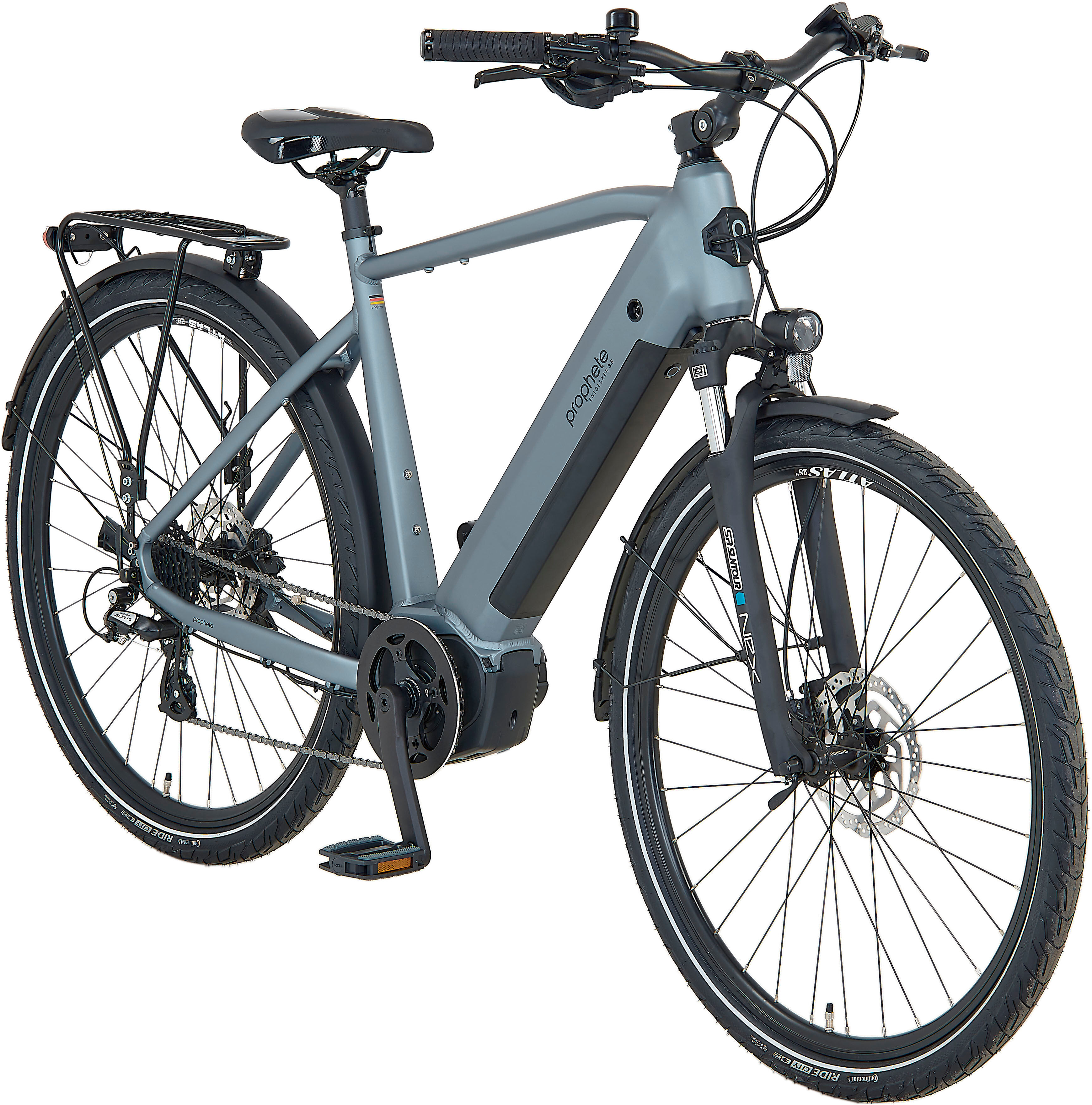 E-Bike PROPHETE "Entdecker 3.8" Gr. 54, silber (silber, schwarz), Elektrofahrräder, 54cm, 28 Zoll (71,12cm), E-Bike, Pedelec, Elektrofahrrad für Herren