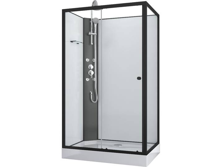 Komplettdusche SANOTECHNIK VIVA , schwarz, B:120cm H:225cm T:80cm, Duschkabinen, Komplettdusche, rechteckig, mit Massagedüsen